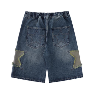 Short en jean pour hommes, avec broderie de vêtements dégradés, impression logo personnalisé, short ample en denim pour hommes - Product Image 2