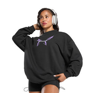 Sudadera pesada de alta calidad para mujer, ropa informal de invierno con cuello redondo y capucha, diseño de serigrafía en la parte delantera, suministro ODM - Product Image 4