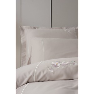 Alameda Lilac Luxury Cotton Box Embroidered Satin Double Duvet Cover <b>Set</b> 4pcs King Size Floral Bedding <b>Comforter</b> - Product Image 4