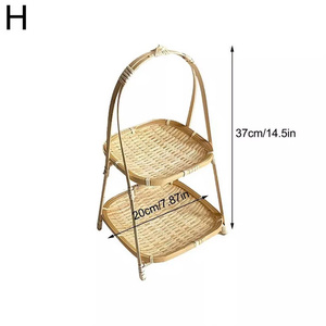 <b>Bamboo</b> Woven Fruit <b>Basket</b> ready to ship MOQ, Wicker Crafts Serving Tray Food Storage 2 Tiers <b>Bamboo</b> <b>Basket</b> for Food - Product Image 1