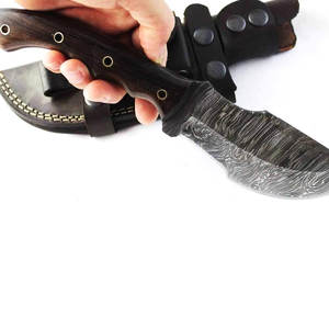 Rastreador de acero de Damasco de tamaño personalizado, cuchillo de hoja fija con mango de madera de Micarta, agarre de mano cómodo compatible con OEM - Product Image 4