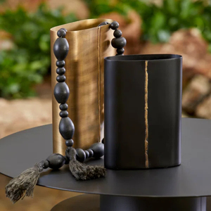 แจกันดอกไม้โลหะสีดำสุดหรูทันสมัย แจกันเหล็กทำมือสำหรับตกแต่งบ้าน ห้องนั่งเล่น สำนักงาน โรงแรม - Product Image 4