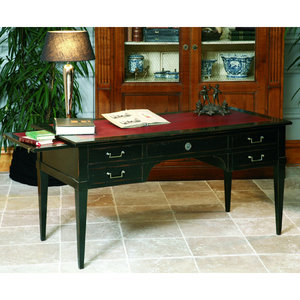 Warm Brown Solid Wood Rectangular Writing <b>Desk</b> European-Inspired Craftsmanship Spacious Work Surface 1-Year Warranty - Product Image 1