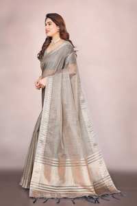 Hermosa colección de Sari establecida con trabajo de secuencia de bordado y diseño tejido Borde de jacquard para ropa de mujer india - Product Image 3