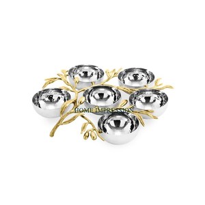 Cuencos para servir de acero inoxidable de estilo clásico 2025, plato para servir frutas hecho a mano, precio al por mayor de Color dorado brillante pulido - Product Image 5