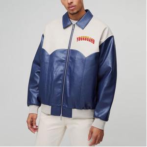 OEM/ODM vente chaude 100% vestes de baseball en cuir pur lourd pour hommes logo brodé personnalisé crop top varsity veste - Product Image 1