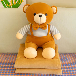 卡通熊形背带毯子和枕头套装二合一，适合在汽车中使用。 - Product Image 5