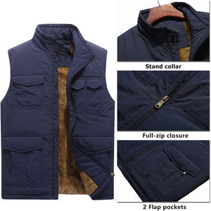 Gilet matelassé chaud d'hiver pour hommes, veste matelassée sans manches, noir, multicolore, très chaud, sherpa intérieur - Product Image 4