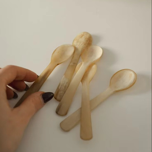 Ensemble de cuillères en corne de buffle en matériau naturel conçu pour les cuisines de maisons traditionnelles et les modes de vie écologiques rustiques - Product Image 1