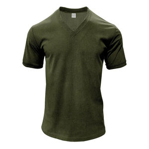 Camiseta de Verano para Hombre, Cuello en V, Color Sólido, Ajustada, Informal, de Alta Calidad - Product Image 6