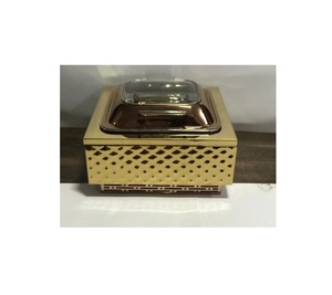 Ensemble de chauffe-plats arabes ronds dorés de luxe avec porte-cuillère pour buffet - Product Image 5