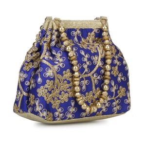 Potli Bag For Women Ethnic Designer Embroidery Work Batwa Pearls Handle Evening Handbag Stylish Bridal Fashion <b>Wristlet</b> - Product Image 2