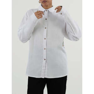 Unze London ABEBA Casual <b>Linen</b> <b>Top</b> Regular Fit with Simple Fashion Element - Product Image 4