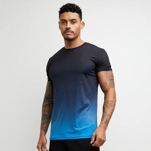 Ropa de gimnasio para hombre, camiseta de fitness de manga corta con patrón sólido transpirable, camiseta de respiración ajustada para correr - Product Image 2