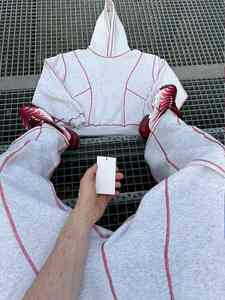 Conjuntos de Sudadera con Capucha y Pantalones Deportivos Personalizados con Costuras Exteriores Desestructuradas para Hombre - Product Image 2