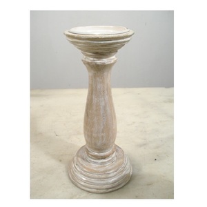 Luxueux fabriqué à la main rustique blanc lavage finition bois pilier bougeoir pour dessus de table décoratif maison salon fête utilisation - Product Image 6