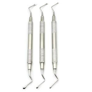Ensemble de 3 instruments chirurgicaux dentaires en acier inoxydable : Curettes dentaires dentelées, Détartreur dentaire, Curette osseuse, Outils d'implantation - Product Image 5