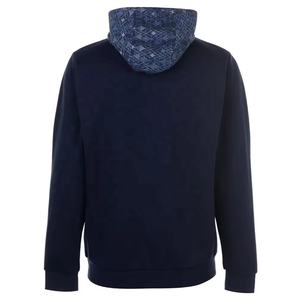 Sudadera con capucha de fitness para hombre, de algodón, con cremallera, azul marino, extragrande, con logotipo personalizado de alta calidad impreso en la capucha y el pecho. - Product Image 2