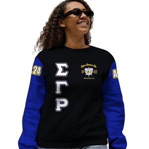 Sudadera con Cuello Redondo de la Hermandad Sigma Gamma Rho, 1922, Azul y Dorado, Ropa Griega, Sudadera de Forro Polar Premium, Atuendo de Invierno, Moda Femenina - Product Image 5