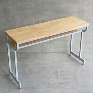 PSD036 School Furniture Natural Wood Double <b>Study</b> <b>Desk</b> with Iron Frame - Product Image 4