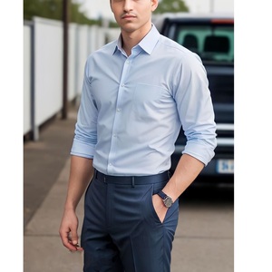 High Quality Autumn Casual Men's <b>White</b> <b>Shirts</b> Plaid Pattern Long Sleeve Safari Style Polyester/Cotton Work <b>Dress</b> <b>Shirts</b> - Product Image 4