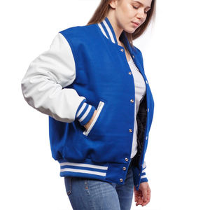 Personnalisé de haute qualité en cuir manches laine Patch broderie recadrée femmes varsité veste Letterman baseball collège bombardiers - Product Image 3