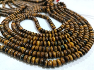 8-Inch Long Natural Tiger Eye Quartz Gemstone Rondelle <b>Beads</b> 8mm Plain Smooth Blue <b>Red</b> Green Pink White Yellow Mix Colours - Product Image 4