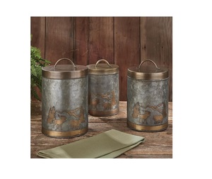 Boîte de Rangement Vintage en Métal Galvanisé pour Aliments, Boîte de Cuisine à la Mode Rustique, pour Thé et Sucre - Product Image 1