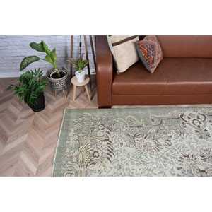 Tapis turc vintage 6,1x9,5 pieds, tapis en laine vert à motifs floraux - Product Image 2