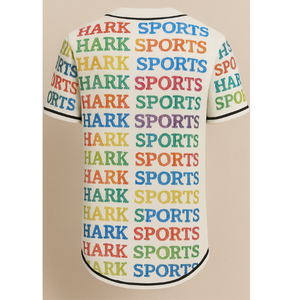 Ropa deportiva de tendencia superior personalizada en todas partes letras coloridas impresas sublimación Transferencia de Calor camisetas de béisbol para hombres y mujeres - Product Image 3