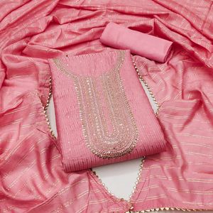 Nouvelle robe de soirée formelle en georgette teignable avec col et dupatta pour femmes, pour les fêtes et les mariages - Product Image 6