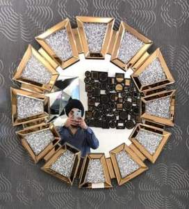 Nouveauté Cadre de miroir moderne en bois mosaïque antique fait à la main pour la décoration murale du salon Prix de gros en provenance d'Inde - Product Image 3