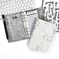 Classeur budgétaire avec enveloppes à glissière, classeur A6 imprimé marbre avec poches de classeur, classeur d'économie d'argent, couverture en cuir pu