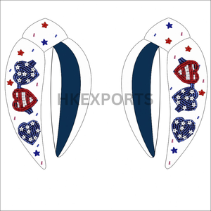 ที่คาดผมลูกปัดรูปดาวสีแดงสีขาวทำมือ4th รักชาติเครื่องประดับผมธีม USA สำหรับผู้หญิง - Product Image 2