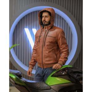 Blouson Bomber en Cuir Véritable Détachable à Capuche SF002H Marron Ionique Taille XS Fourniture ODM Cuir de Vache Peau de Mouton Peau d'Agneau - Product Image 1