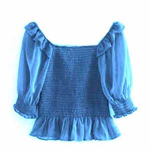 เสื้อครอปสูบบุหรี่แนวแฟนซีสำหรับผู้หญิง,เสื้อผ้าแฟชั่นแบบแต่งเองผลิตจำนวนมากในอินเดีย - Product Image 3