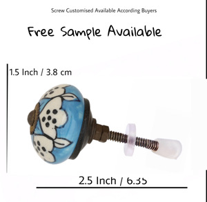 Tiradores de cerámica de flores azules, tiradores de manija de armario de cajón de estilo industrial para armario, cocina, dormitorio, sala de estar-CK 558 - Product Image 3