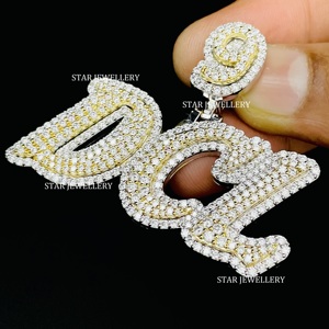 Colgante personalizado de moissanita VVS, colgante personalizado de moissanita, colgante personalizado de moissanita VVS, colgante de plata de moissanita Hip Hop VVS - Product Image 4