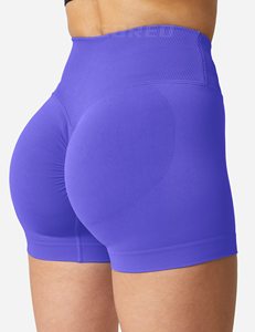 กางเกงโยคะขาสั้นไร้ตะเข็บเอวสูงสำหรับผู้หญิงเลกกิ้งออกกำลังกายชุดออกกำลังกายเล่นกีฬารีไซเคิลผลิตจากสแปนเด็กซ์/ ไนลอน - Product Image 1