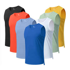 Men's Sleeveless Tank Tops Solid Color Quick Dry O-Neck Sporty Knitted Polyester Gym <b>Running</b> <b>Singlets</b> Multi-Color - Product Image 1