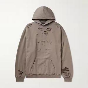 Nuevo estilo Street Wear Workout Sports Gym Hoodie Hombres 2025 Venta al por mayor Sudaderas con capucha desgastadas en blanco - Product Image 3