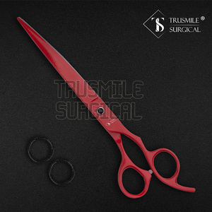 กรรไกรตัดผมสีแดงกรรไกรตัดผมสแตนเลสปลายใบมีดคมสำหรับจัดแต่งทรงผม - Product Image 4