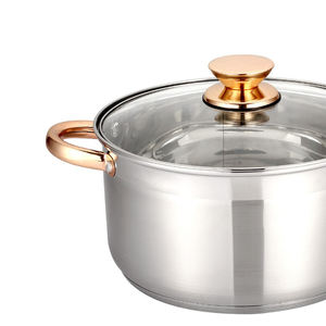 ชุดหม้อสแตนเลสอเนกประสงค์3ชิ้นคุณภาพสูงดีไซน์คลาสสิกพร้อมก้น5ชั้นและฝาแก้ว - Product Image 2