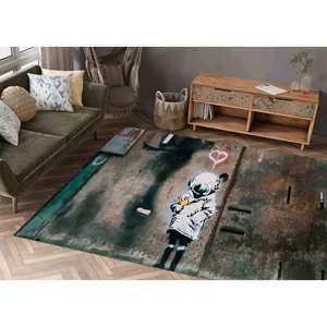 พรมลาย Banksy Space Girl: พรมตกแต่งกันลื่น พรมเนื้อนุ่มแบบไม่ทอ - Product Image 1
