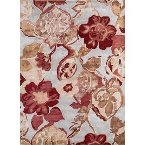 พรมขนสัตว์ผสมวิสโคสสีเบจน้ำตาลลายดอกไม้ รุ่น Tra-14484 สำหรับตกแต่งบ้าน ห้องนั่งเล่น ห้องโถง ห้องวัยรุ่น รูปทรงสี่เหลี่ยมผืนผ้า - Product Image 1