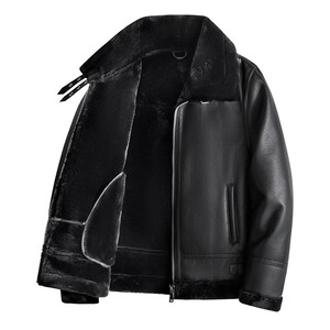 Abrigo de piel de oveja grueso y cálido para hombre, abrigo de cuero de lana de cordero de piel de lujo, nuevas chaquetas de cuero cálidas - Product Image 4