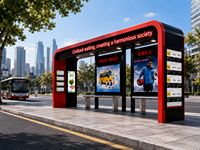 Abri de bus intelligent personnalisé avec écran publicitaire LED, abri de bus extérieur moderne, fabricant OEM