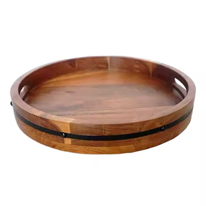 <b>Large</b> Size Modern Design Polished Rectangle Wood Serving <b>Tray</b> Easy to Clean Handmade with Decorative Hole Handle Crescent Crafts - Product Image 4
