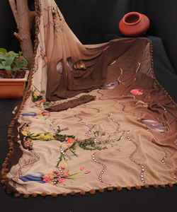 Sana soie broderie travail Saree avec chemisier pièce femmes indiennes portent pas cher bas prix fabrication en gros Surat vêtement - Product Image 6