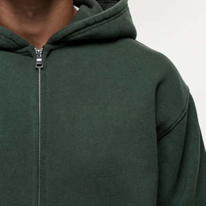 Custom Shoulder 100% Cotton French Terry Zipper <b>Hoodie</b> For <b>Men</b> Embroidery Logo Heavyweight <b>Men's</b> <b>Hoodie</b> - Product Image 3